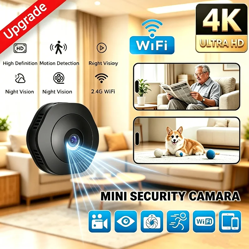 4K HD Mini Wireless Camera Portable Cam Night Vision Camcorder WiFi Remote Monitor Video Voice Recorder Security Camera 2026 New