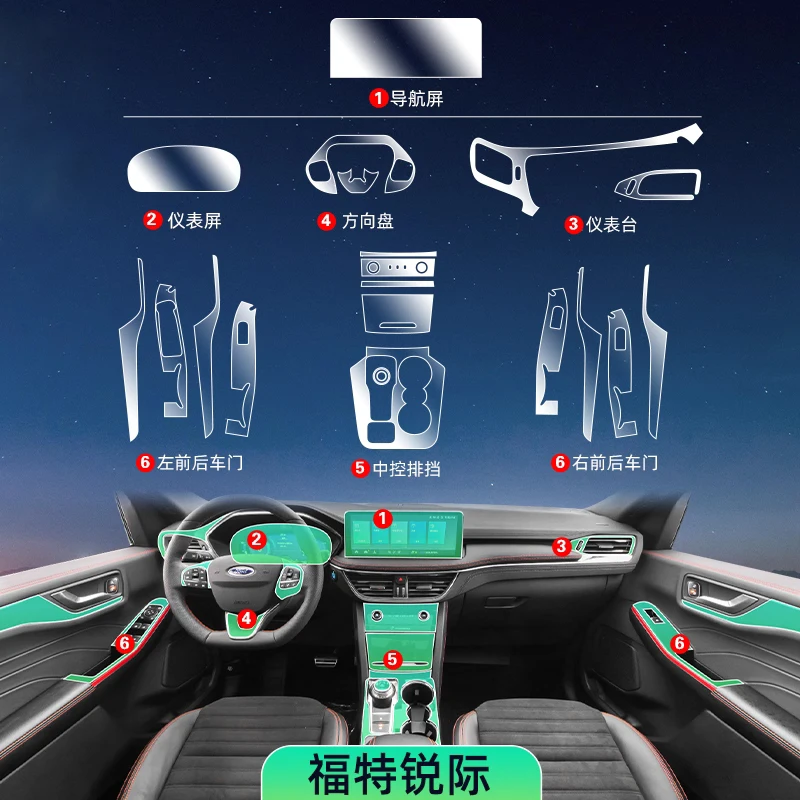 フォード-エスケープ-2024-車内用-tpu-透明フィルム-ステッカー-コンソール-ダッシュボード-スクリーンフィルム-車内装飾アクセサリー