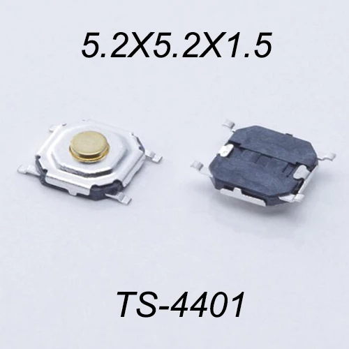 40PCS Metal Plastic Momentary Tactile Push Button Switch 5.2x5.2x1.5mm/0.9mm U Type Buttton 4Pin SMD Surface Mount