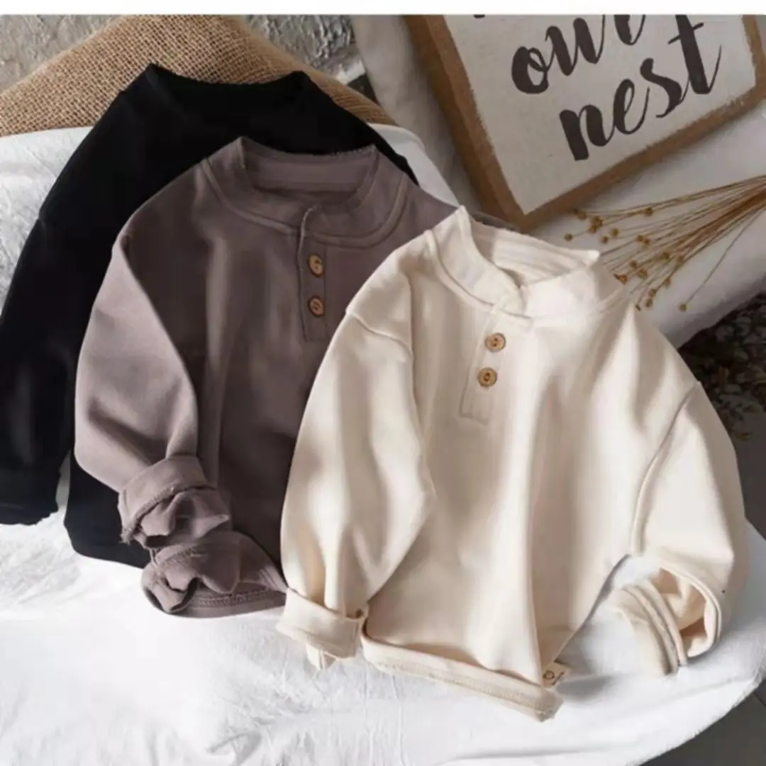 Korean Children\'s Casual Long-sleeved T-shirt Spring Autumn New Boys and Girls Cotton Top T-shirt Children\'s Bottom Shirt