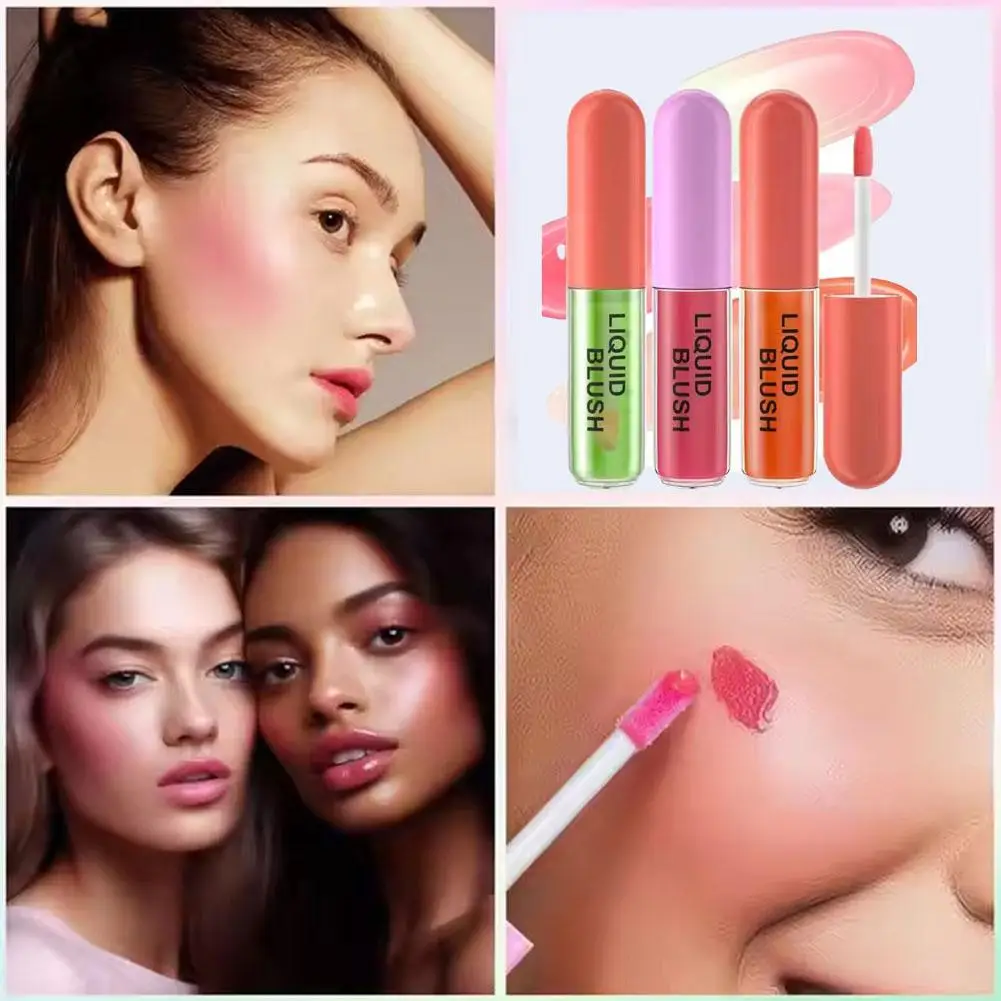 3 Color Changing Liquid Blush Oil Temperature Face Blusher Gloss Lasting Tinted Cheek Rouge Cosmetic Makeup Waterproof Rouge Oil