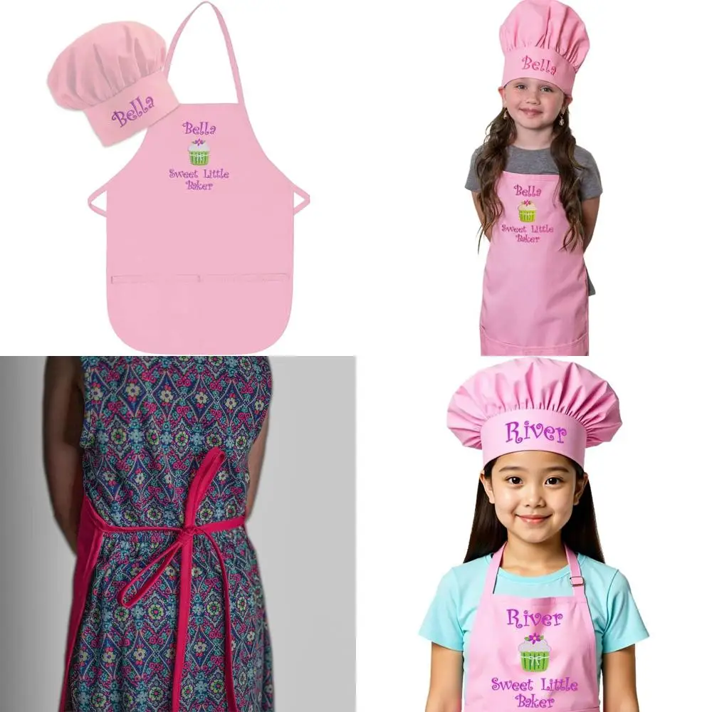 

Custom Embroidered High-Quality Kids Apron & Chef Hat for Boys and Girls Cooking Fun