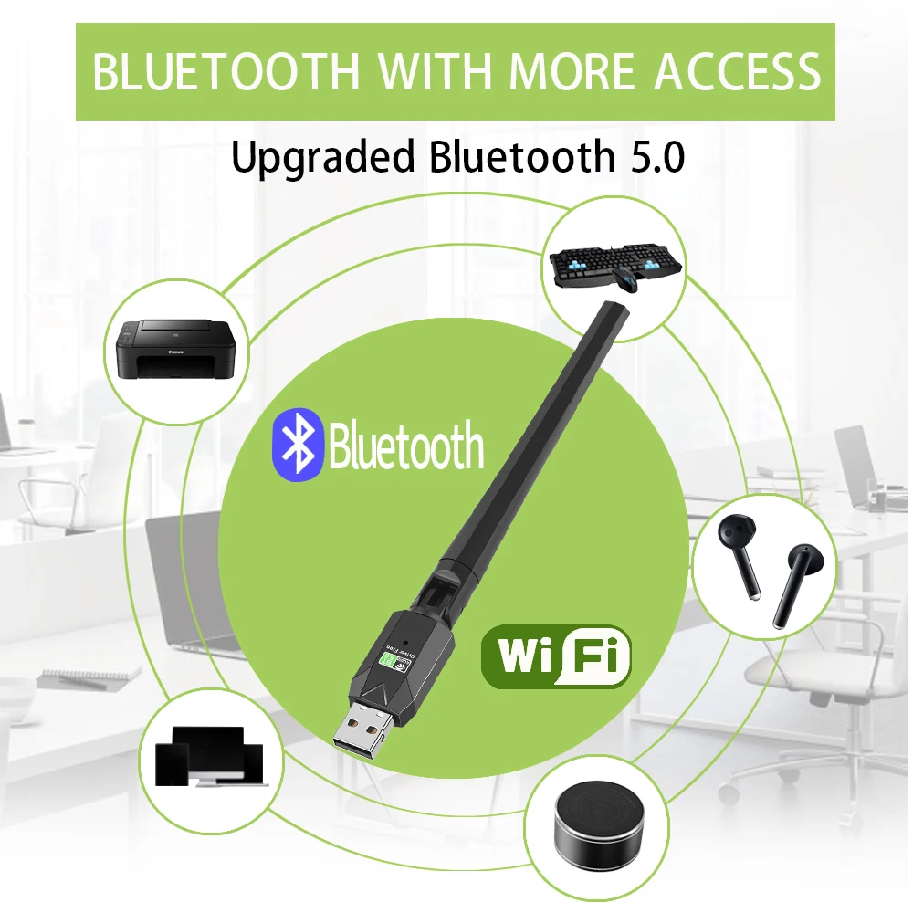 OpenFocus-PC用ワイヤレスwifiアダプター,usbドングル,Bluetooth 5.0,ac,2 in 1,bt,wifi5,2.4g,5g,5dbi,600mbps