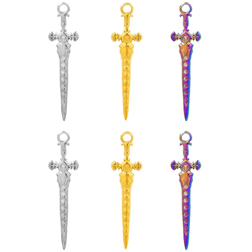 

12pcs New Antique Long Sword Pendant Vintage Charm Metal Stainless Steel Crafts Diy Necklace Keychain Jewelry Accessories Gift