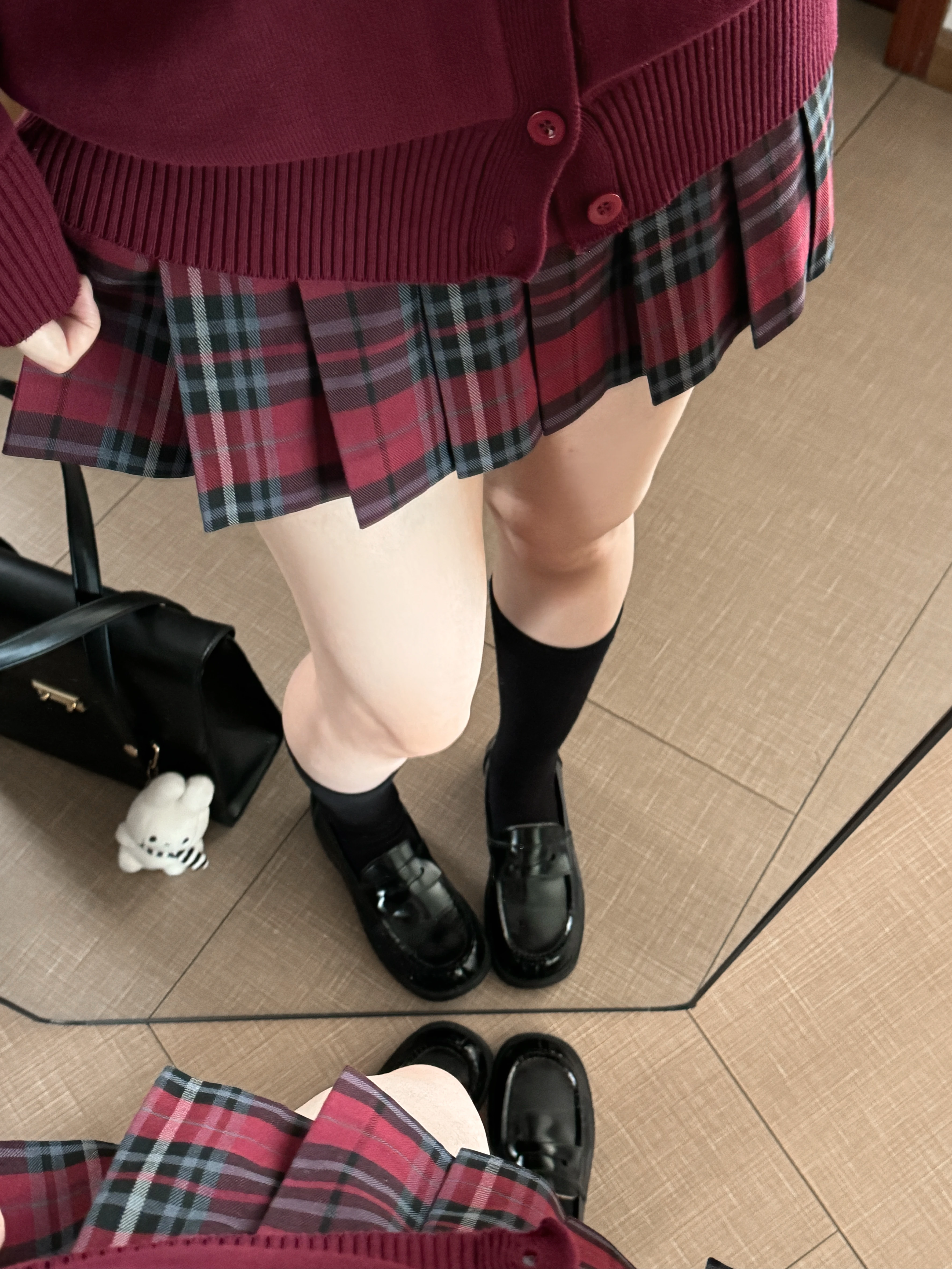 Original High-End Berries Red JK Skirt A-Line Half-length Autumn School Uniform Feel TR Women's Pleated Skirt Business Casual