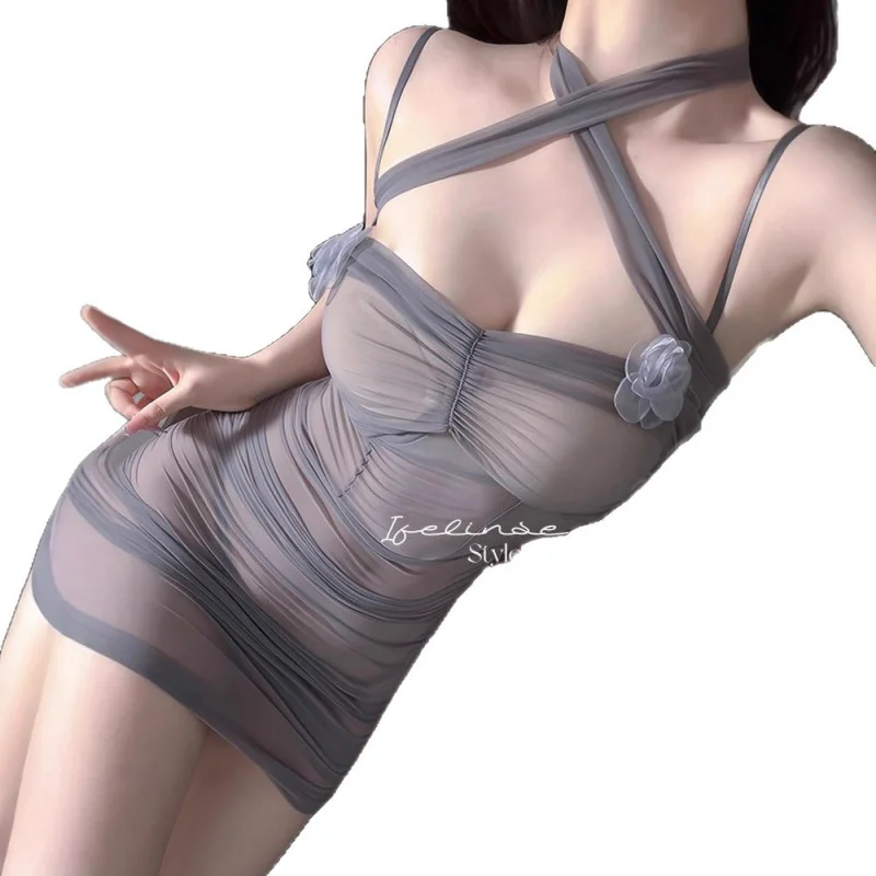 작은 가슴을 가진 여성용, 언더와이어, 시스루 바디콘 드레스, 디자이어 스타일, 스트랩 나이트드레스