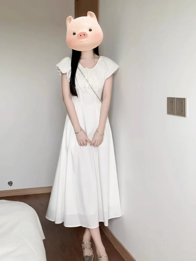 Vestidos de manga curta das mulheres noite 2025 mulher inverno tweed malha standneck acolchoado em camadas faixas recepção aniversário escritório y2k