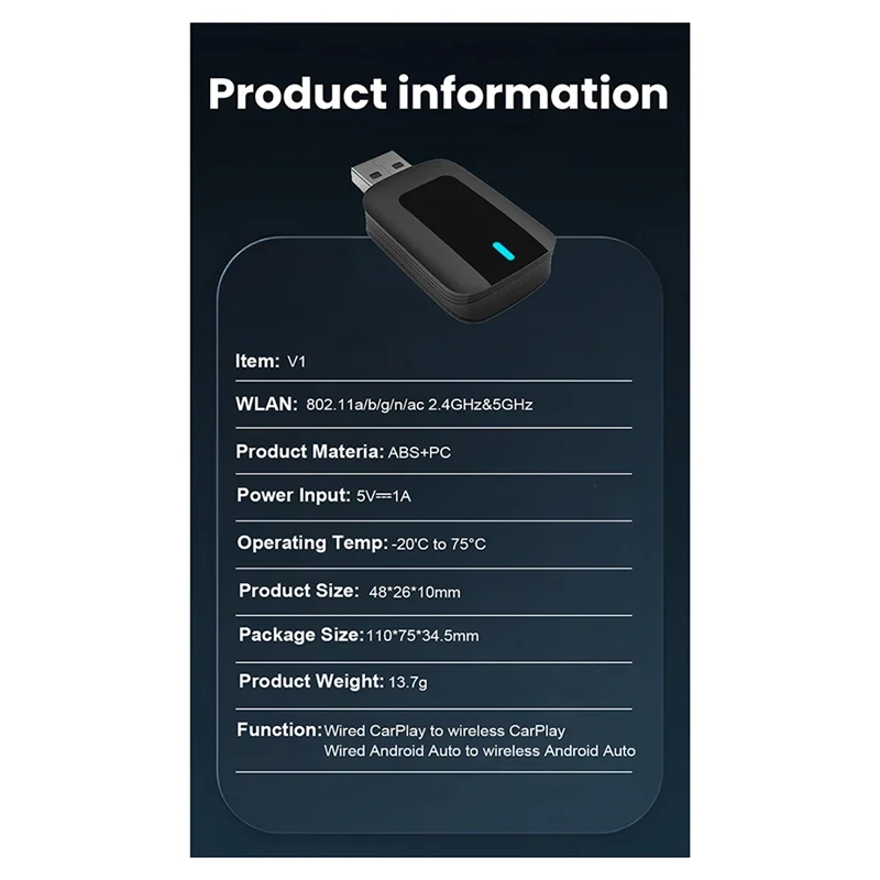 【Popular】Carplay Android Auto Car Play cableado a inalámbrico para Carplay USB Dongle adaptador de sistemas de coche inalámbrico Smart TV Box