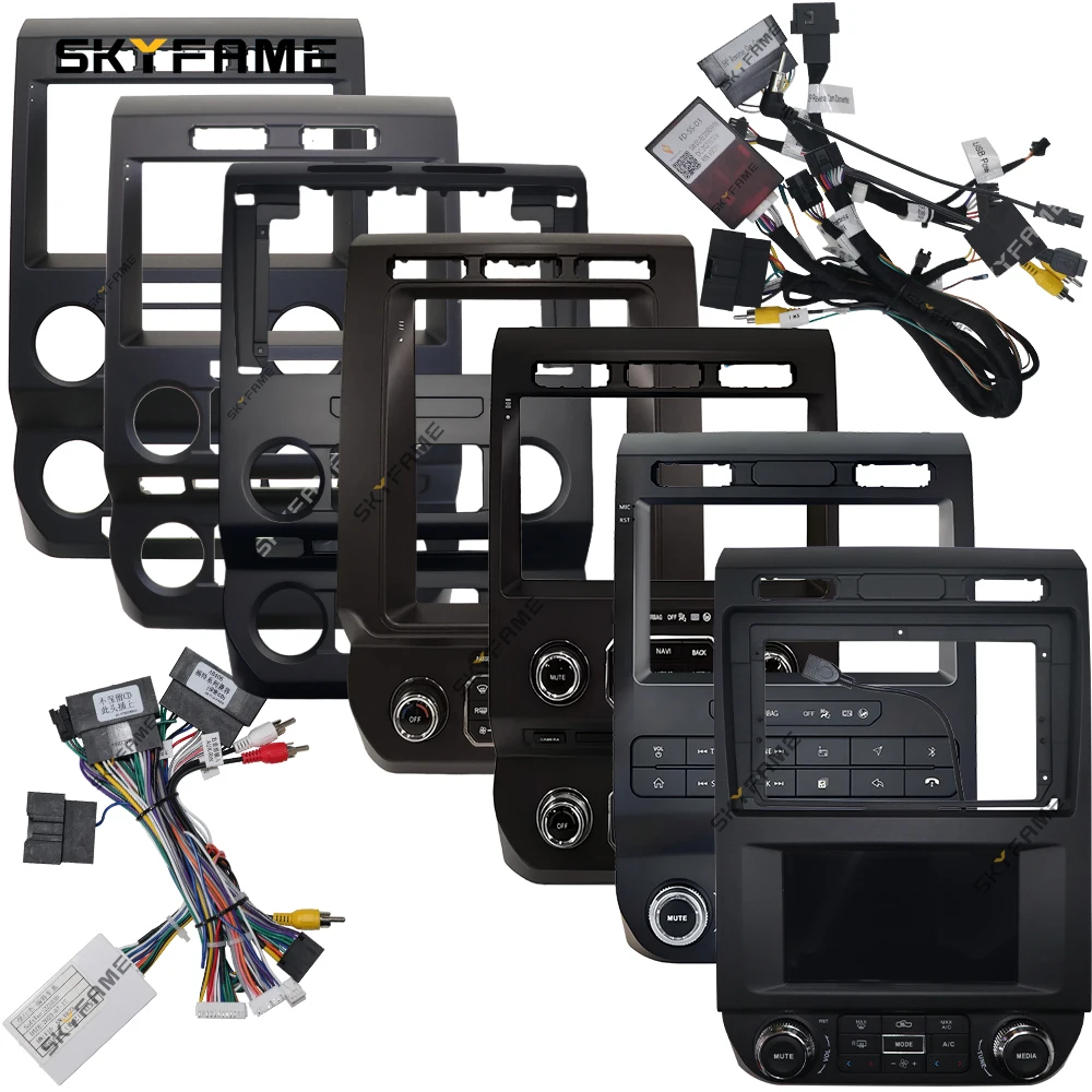 SKYFAME 9/9.7 Inch Car Frame Fascia Adapter Canbus Box Tesla Android Radio Dash Fitting Panel Kit For Ford F150 F250 Raptor