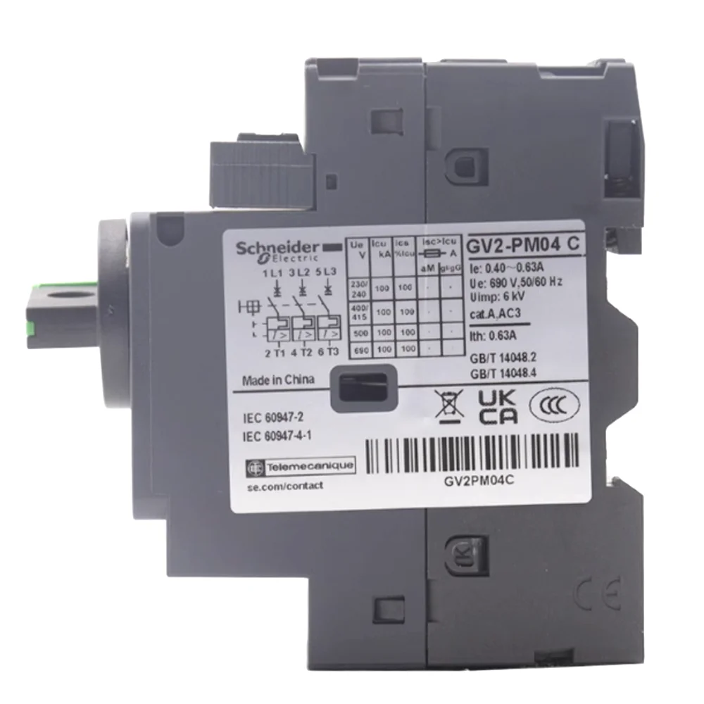 Original Schneider Electric Machine GV2-PM04C Magnetic Motor Circuit Breaker Protection GV2PM04C 0.4-0.63A 3P Three Phase Knob