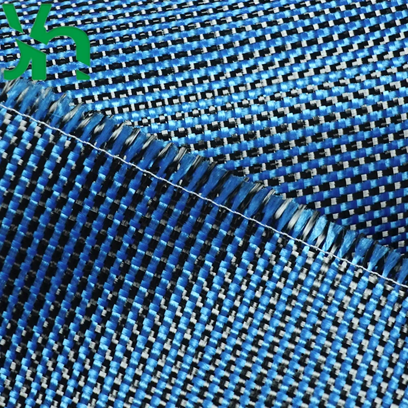 3K200g blue-black/yellow-black aramid blended carbon fiber can be used for table tennis racket backboard cloth