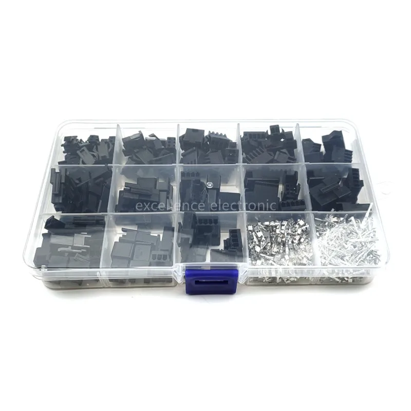 50sets SM2.54 Kits 2.54mm Pitch 2p 3p 4pin 5 Pin Connector with Housing Pin Header Male Female Terminal Wire Connector Adaptor