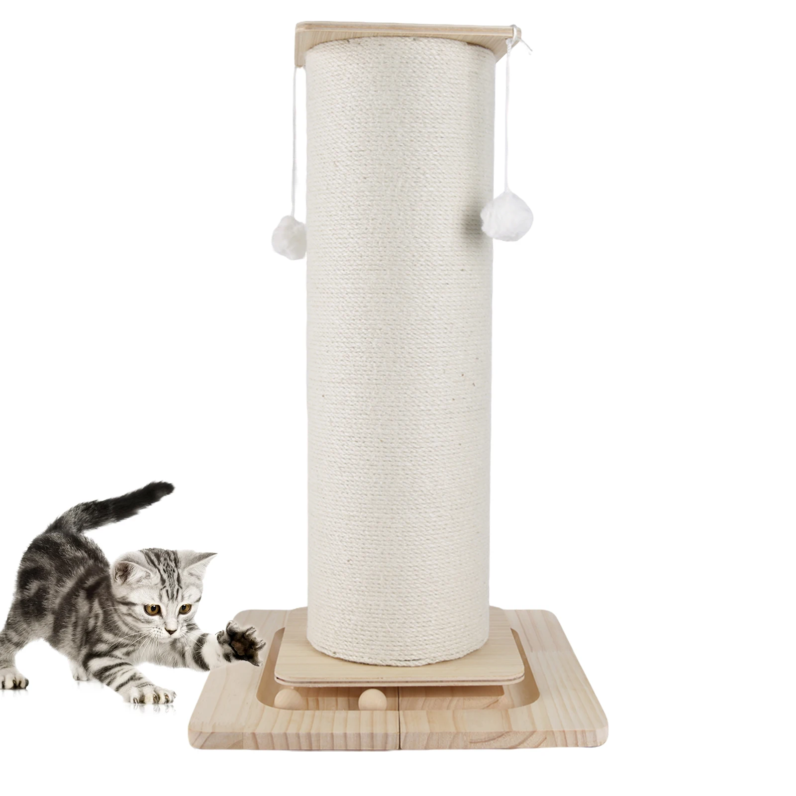 Massivholz-Kratzbaum für Katzen, extra groß, verschleißfest, integrierter Kletterrahmen, geräuscharm und rutschfest, Haustierprodukte – Detail 2