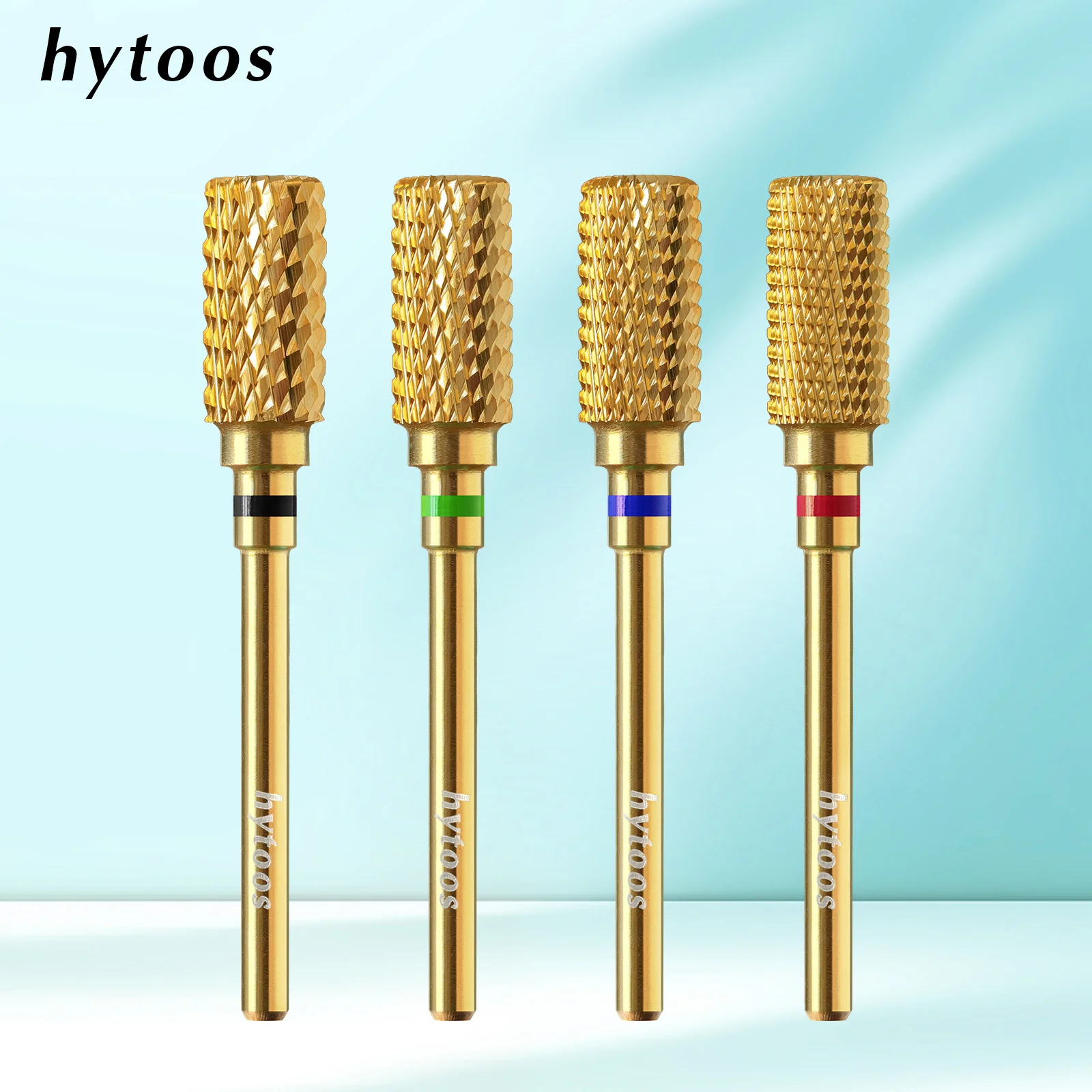 

HYTOOS Professional Titanium Dust Proof Barrel Nail Drill Bits Electric Carbide Manicure Bits for Acrylic Nails Gel Removal Tool