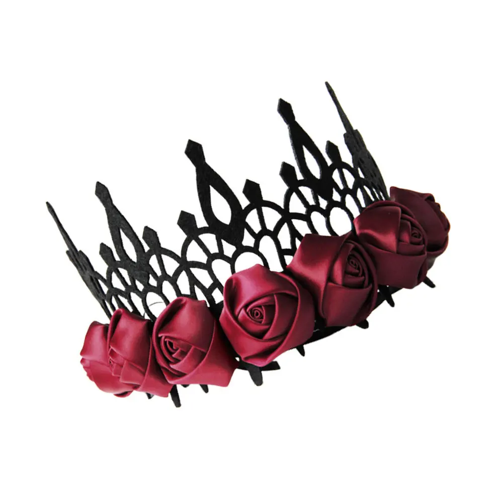 

Rose Flower Headband For Women Wedding Crown Halloween Party Accessory Fashion Headdress Bride Tiara Creative Headwrap Hair