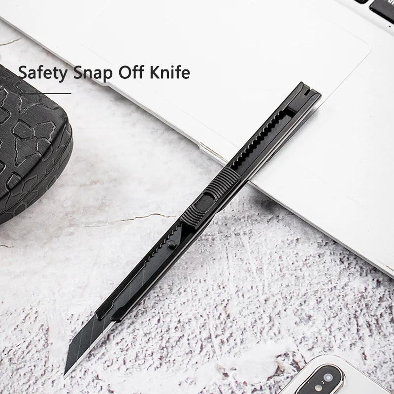 Deli 1 Pcs 9mm 30/60 Degrees Auto Self-locking Blade Safety Snap Off Knife Paper Cutter Knife Office Hand Tool Utility Knives