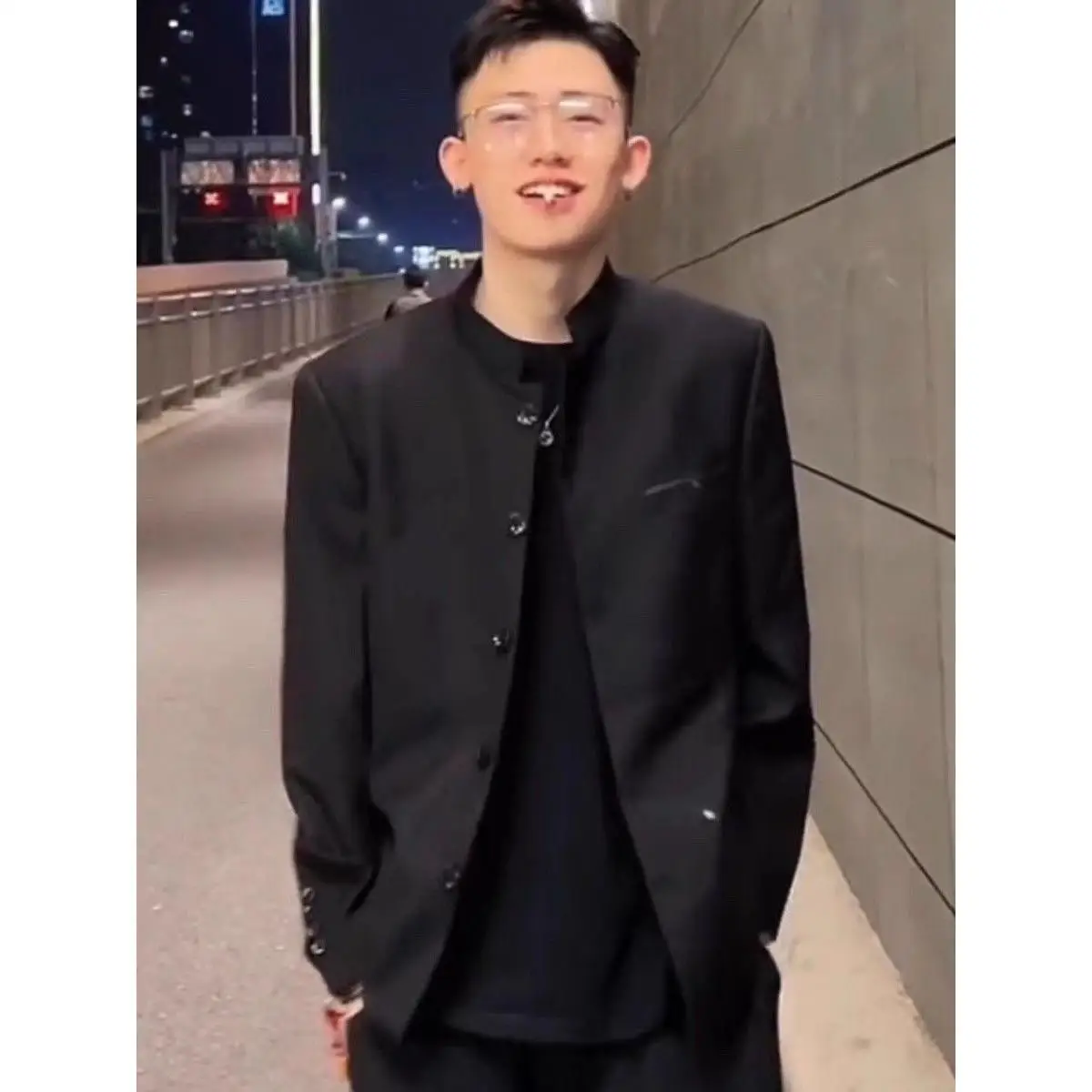 

Pure Bla Men's Tailored Coat Sle Zhongan Jaet Autumn Winter Button up Slim Fit High End Chinese Traditional Outerwear