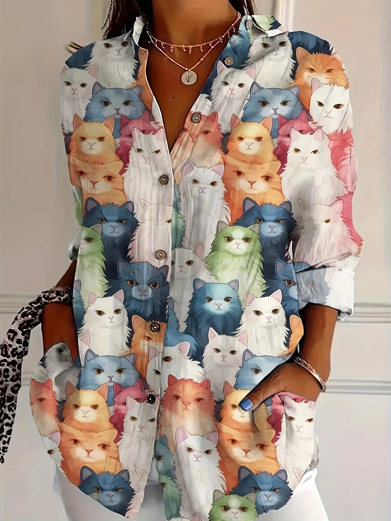 Camisa feminina plus size de primavera e verão