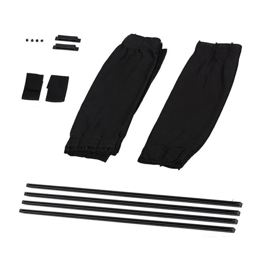 2pcs Universal Foldable Car Sun Shades UV Protection Pure Cloth Side Window Curtains Black Sun Visor Blinds