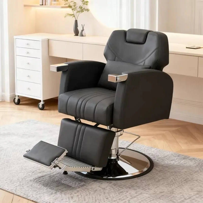 Hair-cutting Barber Chairs With Reclining Feature Synthetic Leather Ergonomic Design Height Adjustable Durable Construction