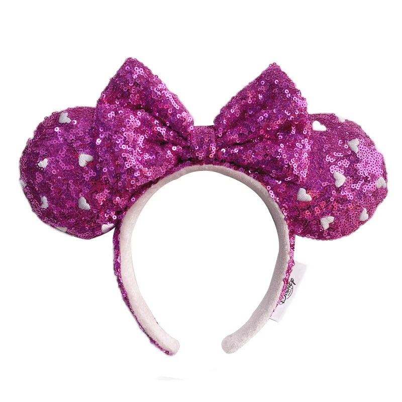 Disney Minnie Mickey Ears Headband Holiday Party Sequins Headdress Bows EARS COSTUME Headband Cosplay Plush Adult/Kids Gift image 3