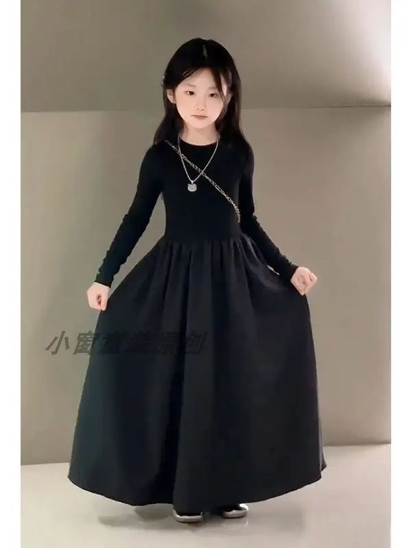 long sleeved dress 2026 spring and autumn new style children's  style little black dress princess dress