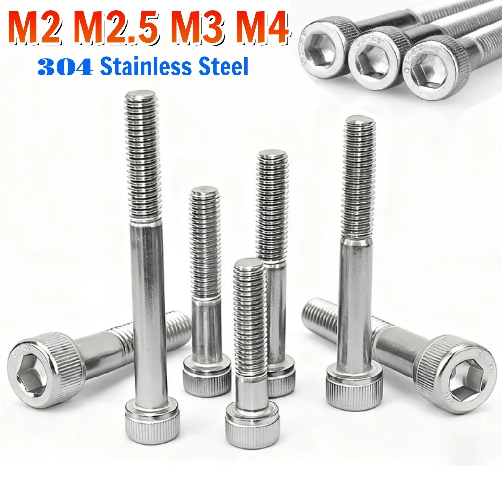 10~50pcs 304 Stainless Steel Half Thread Allen Bolts Partially Threaded Socket Cap Screws M2 M2.5 M3 M4