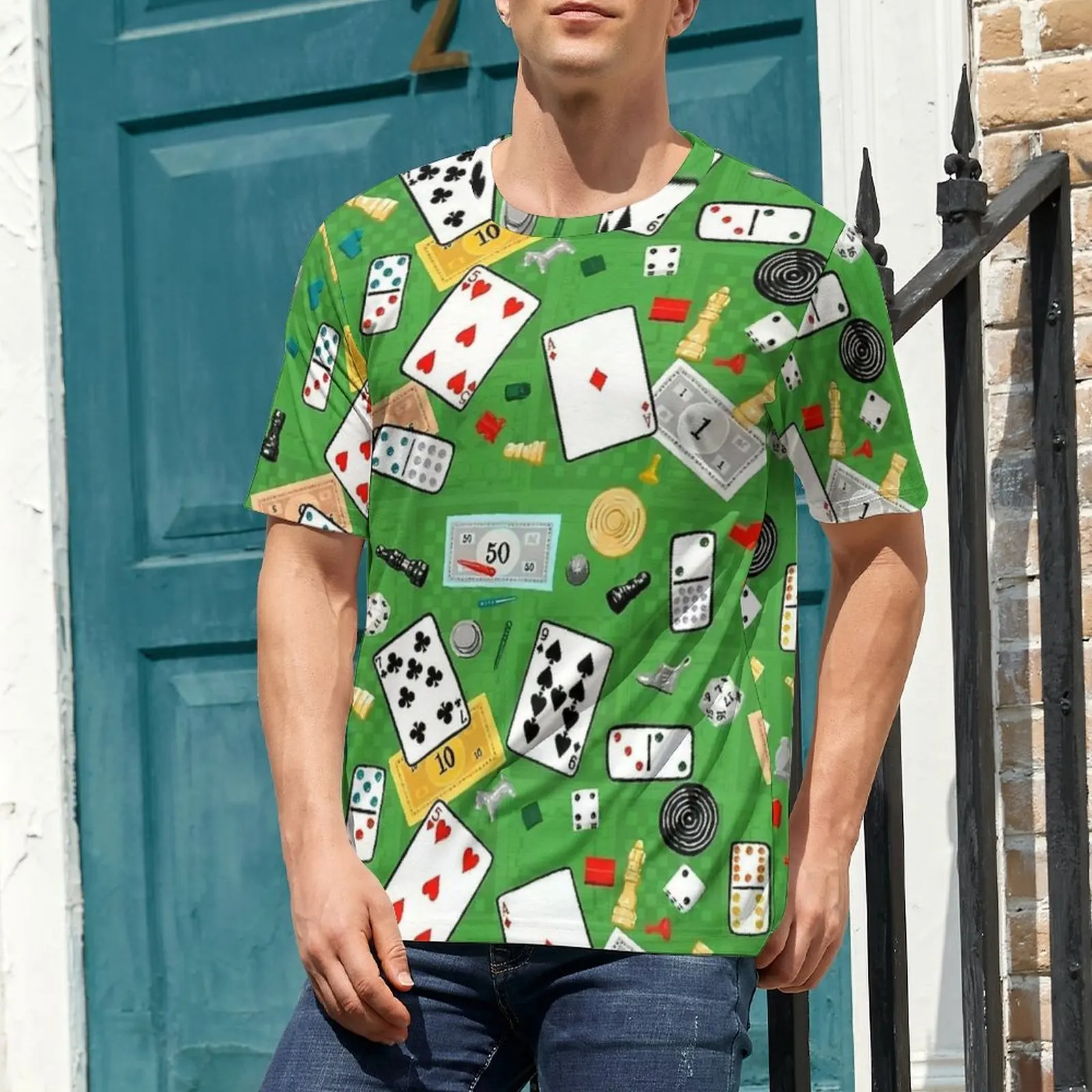 Game Night Cards Print T-Shirt  Harajuku T-Shirts Male Basic Tshirt Summer Short Sleeve Graphic Top Tees Big Size 5XL 6XL