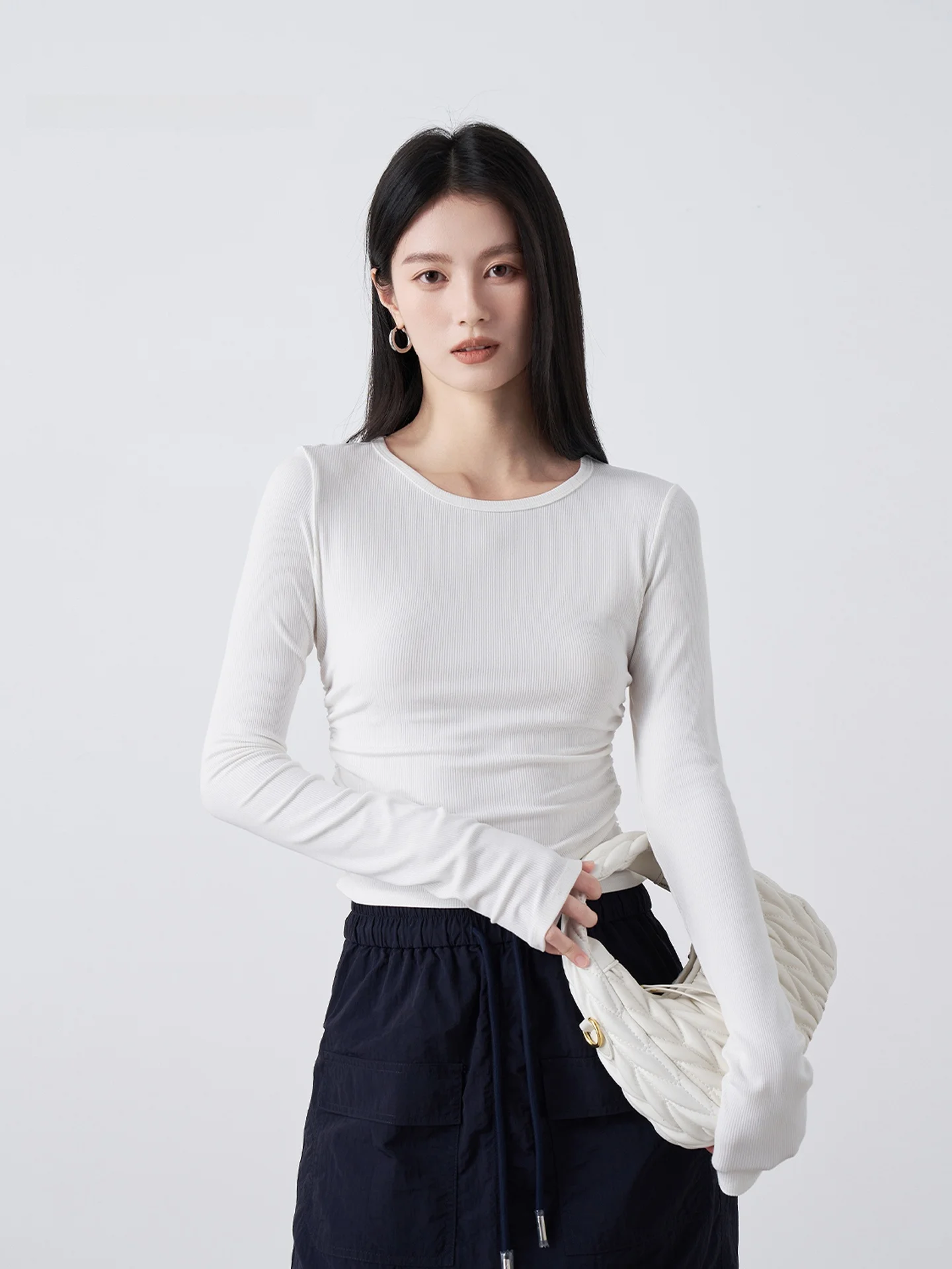 

Slim Fit round Ne Long Sve Modal Base Layer T-irt Easy Match Versatile ential Crew Ne Top for Women