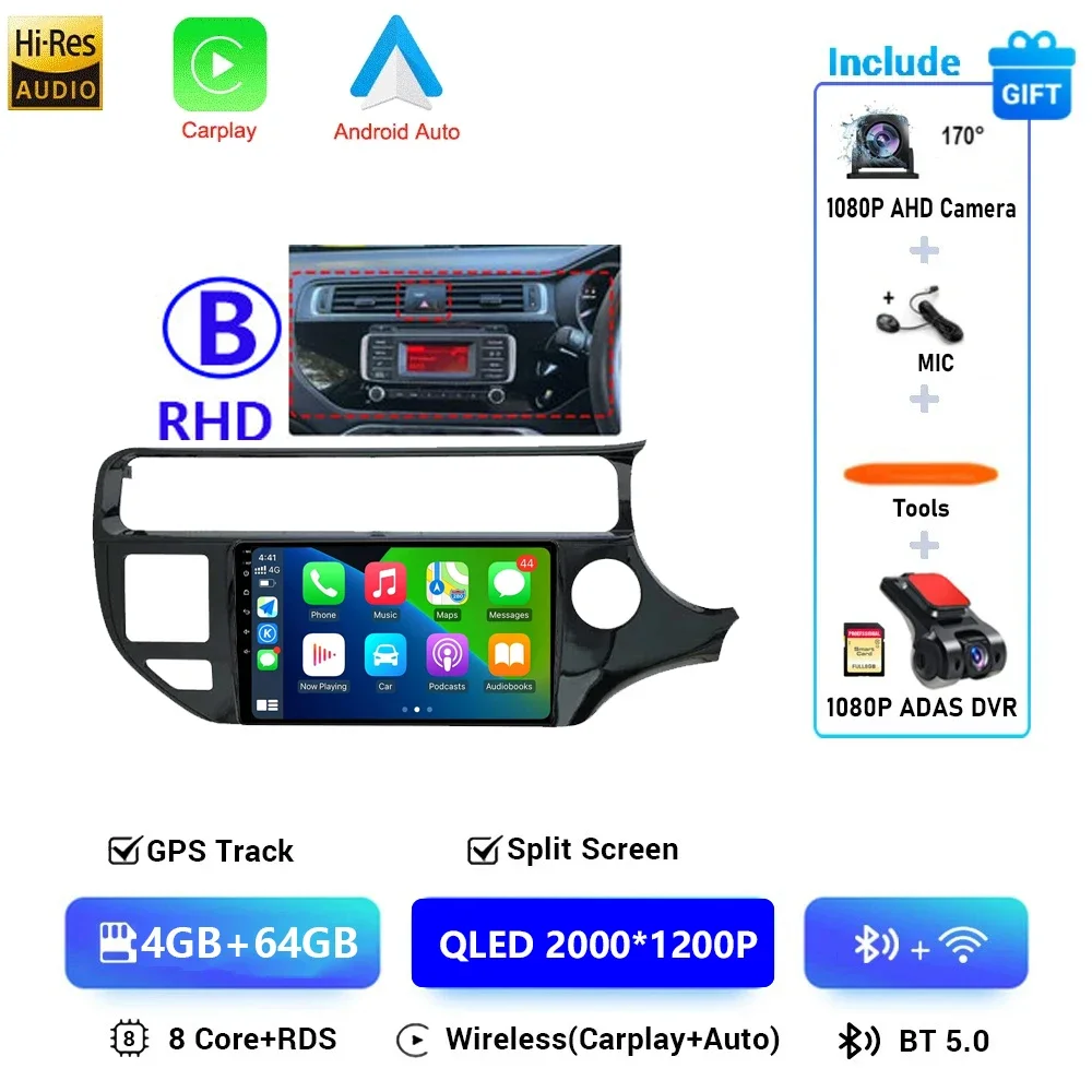 Android 16 Autoradio voor KIA K3 RIO 2011 2012 2013 2014 2015 Multimedia Speler 2 Din Carplay Stereo GPS Wifi DVD Luidsprekers 4G