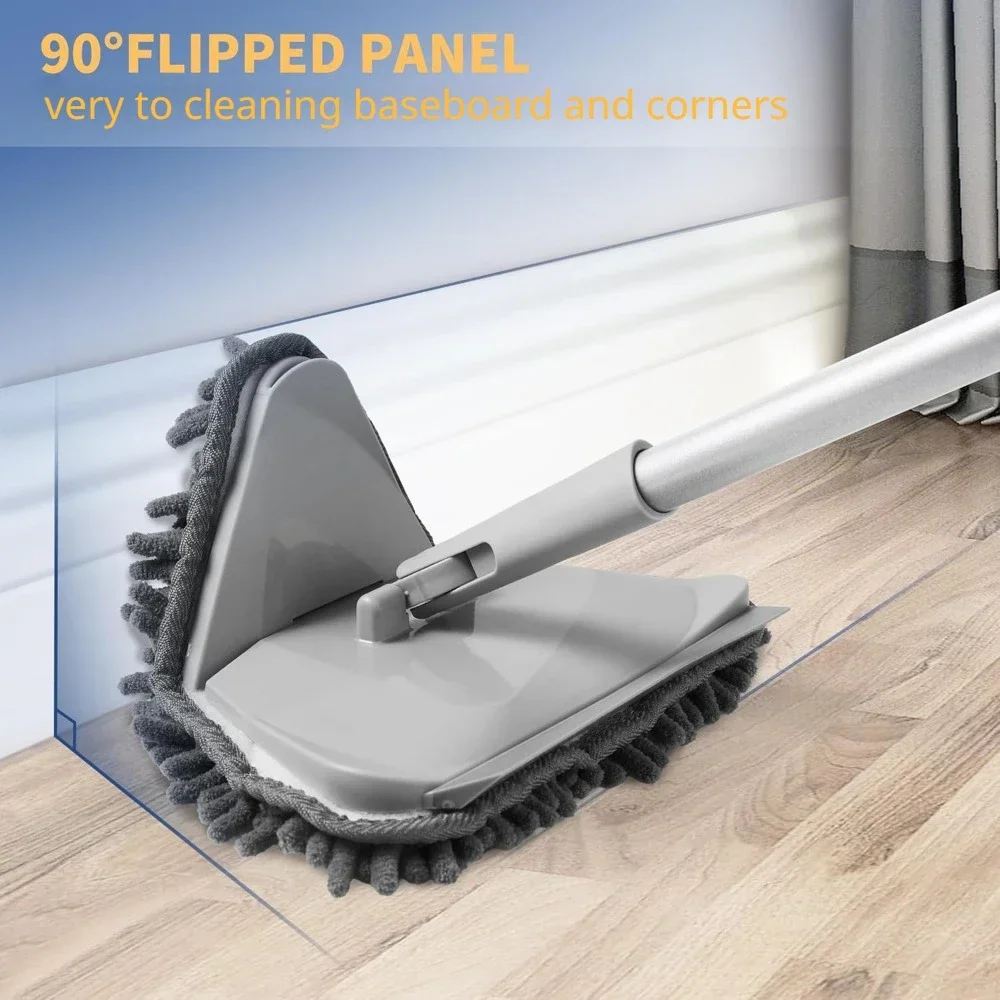 Wall Cleaner Mop with 82 Inches Long Handle Baseboard Cleaner Tool Duster with Squeegee Ceiling with 6 Replacement Pads