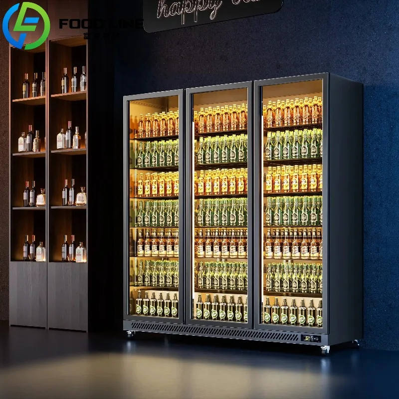 OME Inverter Cooler Internet Celebrity Fridge Beverage Refrigerator Glass Display Fridge for Beer Drink & Dessert for Shops