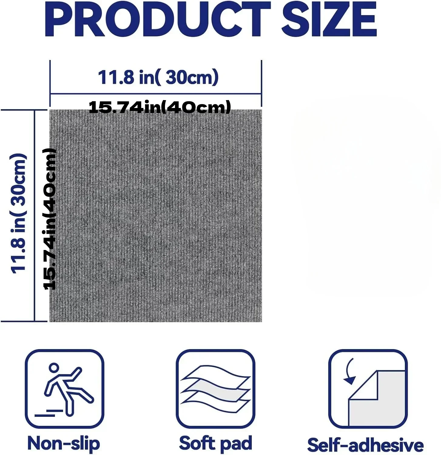 10pcs 30x30/40x40cm Self Adhesive Carpet Floor Tiles Sticker Square Rugs Peel and Stick Mat Flooring for Bedroom Home Decor