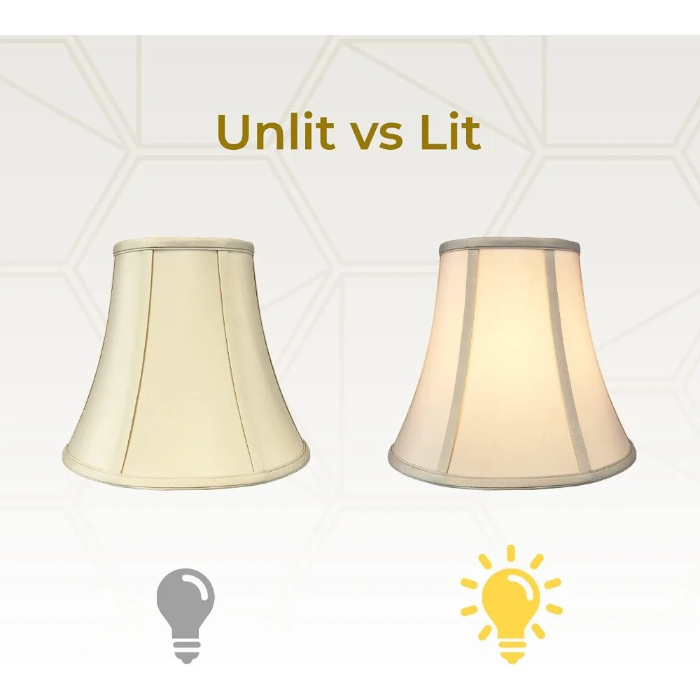 Basic True Bell Lamp Shade Set of 2, Beige, 3.75 x 7 x 6.75, Round Clip, Suitable for Small to Medium Fixtures