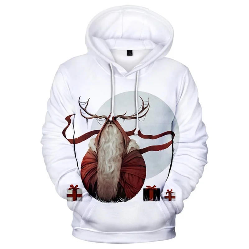 الإبداعية سانتا كلوز نمط هوديي للرجال النساء عيد الميلاد ثلاثية الأبعاد طباعة البلوفرات عادية هوديس بلايز طويلة الأكمام فضفاضة البلوز