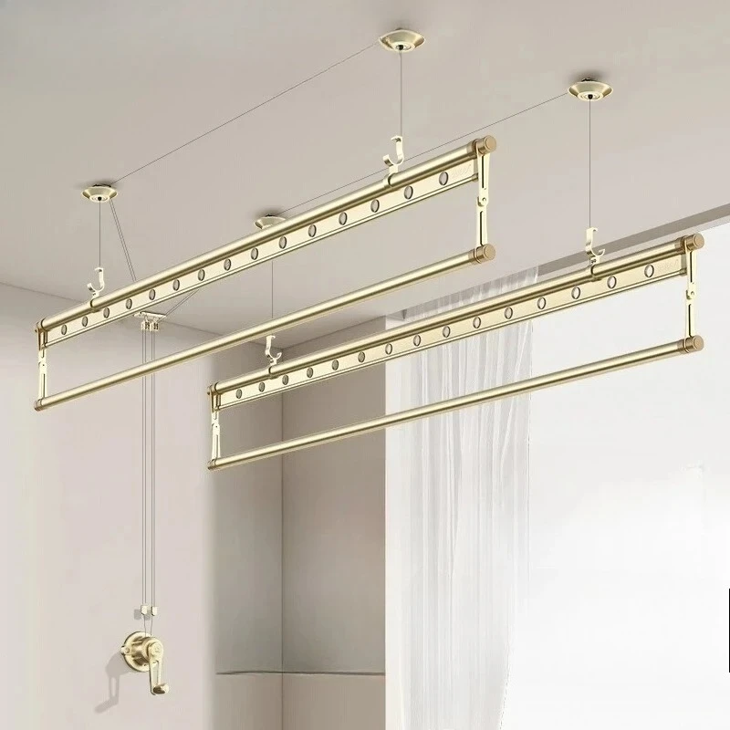 

Lifting drying rack Balcony hand-cranked clothes drying rack Double pole household top four pole cold clothes f