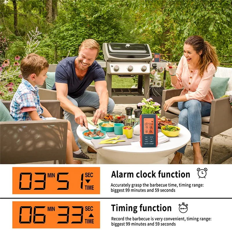 AED5-HD HTN Digital Backlight Display Screen 490Ft Wireless Connection ABS+TPE For Outdoor BBQ