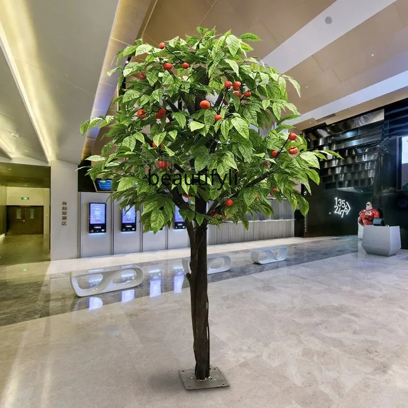 A485 Simulation Persimmon Tree Orange Apple Hawthorn Mango Pomegranate Lemon Peach Indoor Large Fruit Tree Decoration