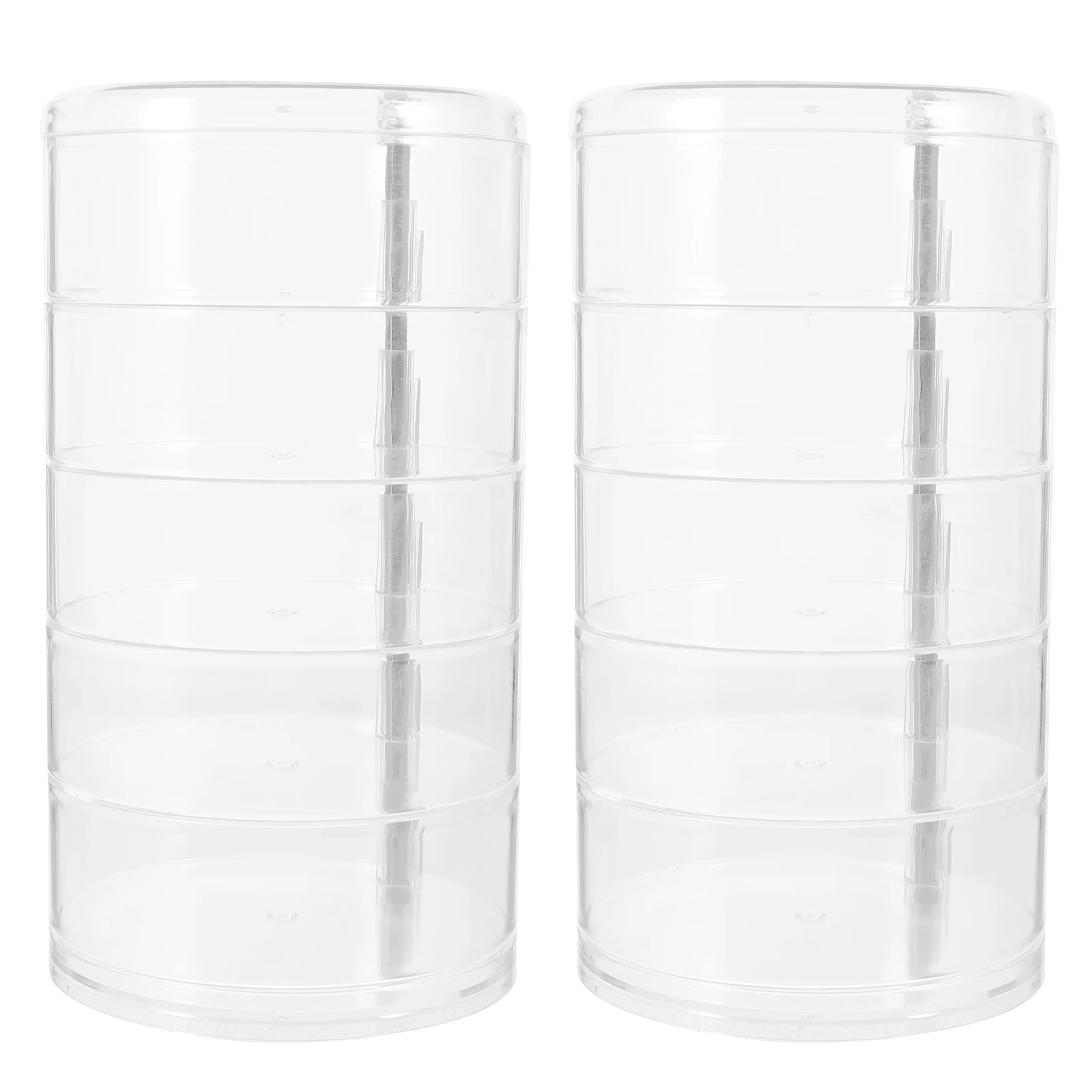 

2pcs Plastic Rotatable Cable Storage Boxes Multi-Layer Cord Organizers Lightweight Portable Wire Management Cases For Chargers