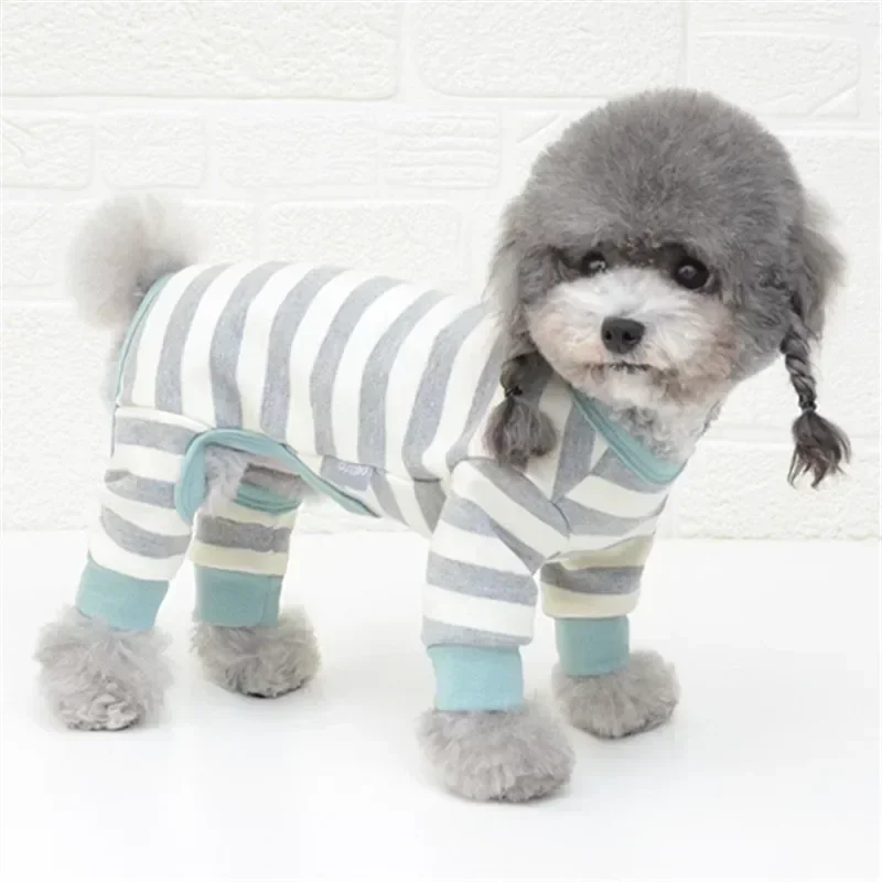 Cotton Dog Pajamas Jumpsuit Autumn Winter Dog Clothes Overalls Pet Outfit Small Dog Costume Puppy Clothing Dog Shirt Pyjama