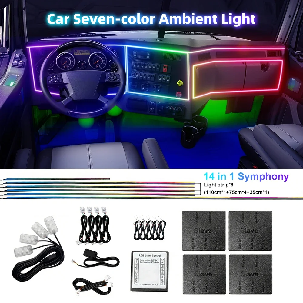 

1/6/10/14/18 in 1 Led Car Ambient Lights RGB 213 64 Color Acrylic Strips Symphony Streamer Interior Rainbow Atmosphere Lamp Kit