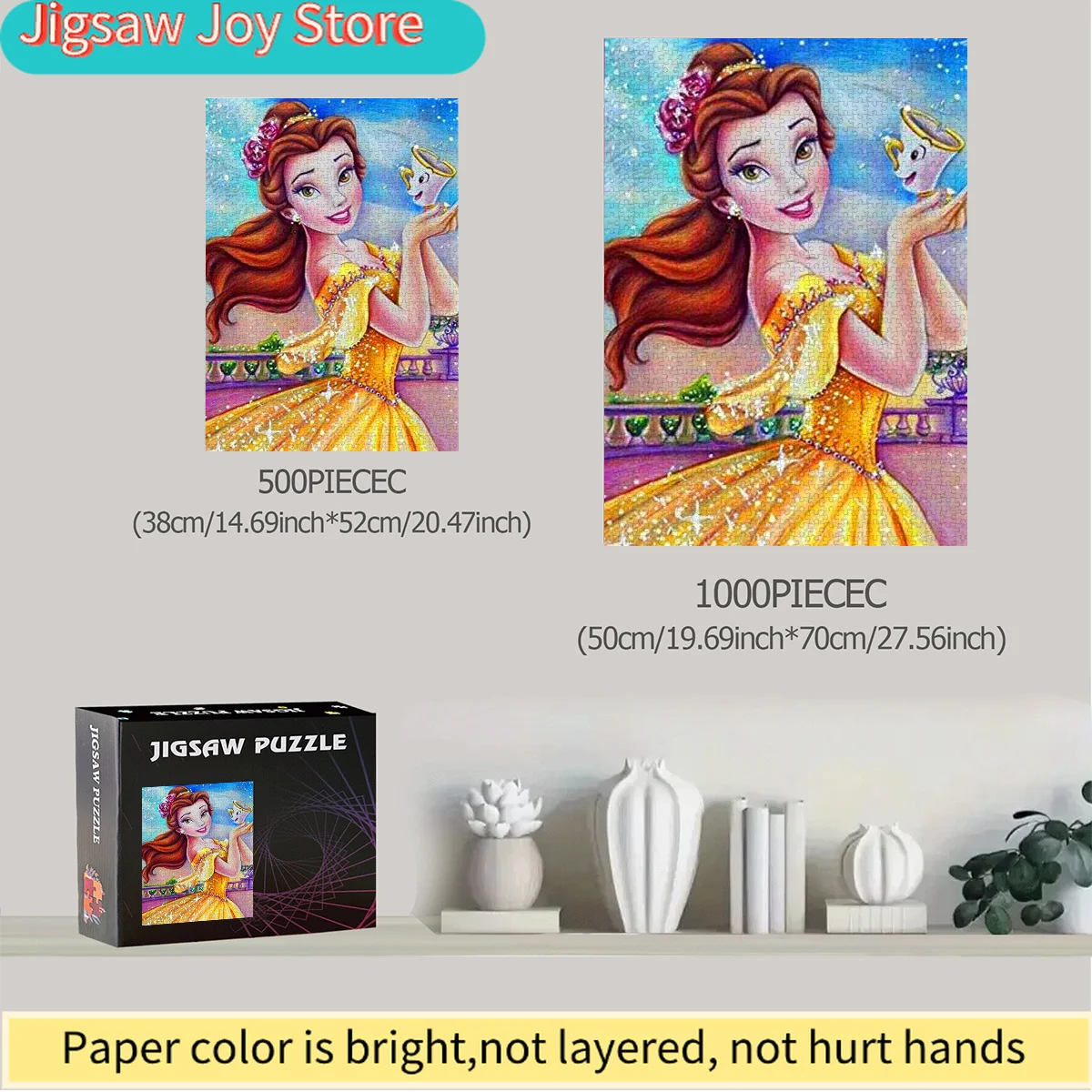 Rompecabezas de la Bella y la Bestia de Disney o Disney - Rompecabezas grande y difícil para adultos, adecuado para Navidad, B