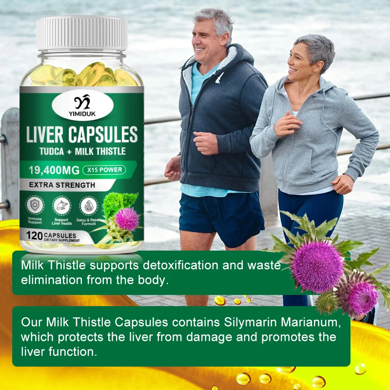 Liver Capsules Tudca + Milk Thistle Liver Detox and Cleanse for Health Promotes Liver Toxinremoval Antioxidant & Detoxifier