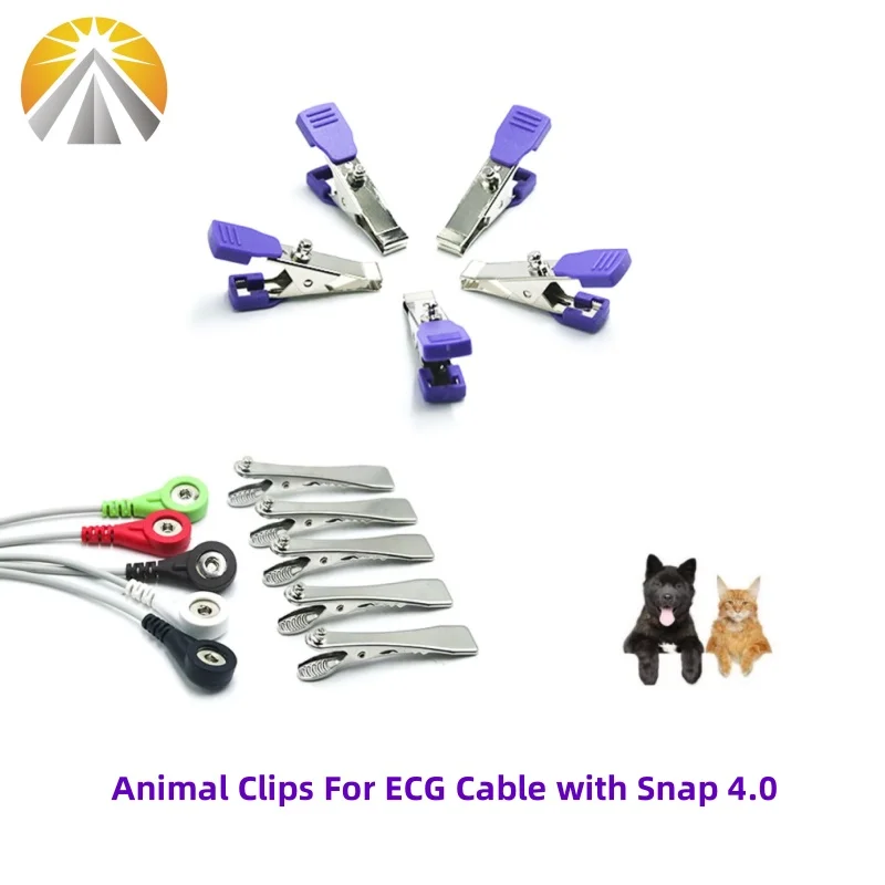 5 PCS Each Bag Veterinary ECG Clip EKG Clamp Electrodes Dual-Function For Animal ECG Cables with Snap or Grabber Clips
