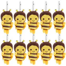 Bee Plush Toy Stuffed Animal Soft Honeybee Cute Gift Key Chain Pendant Plush Bee Keychain Decors