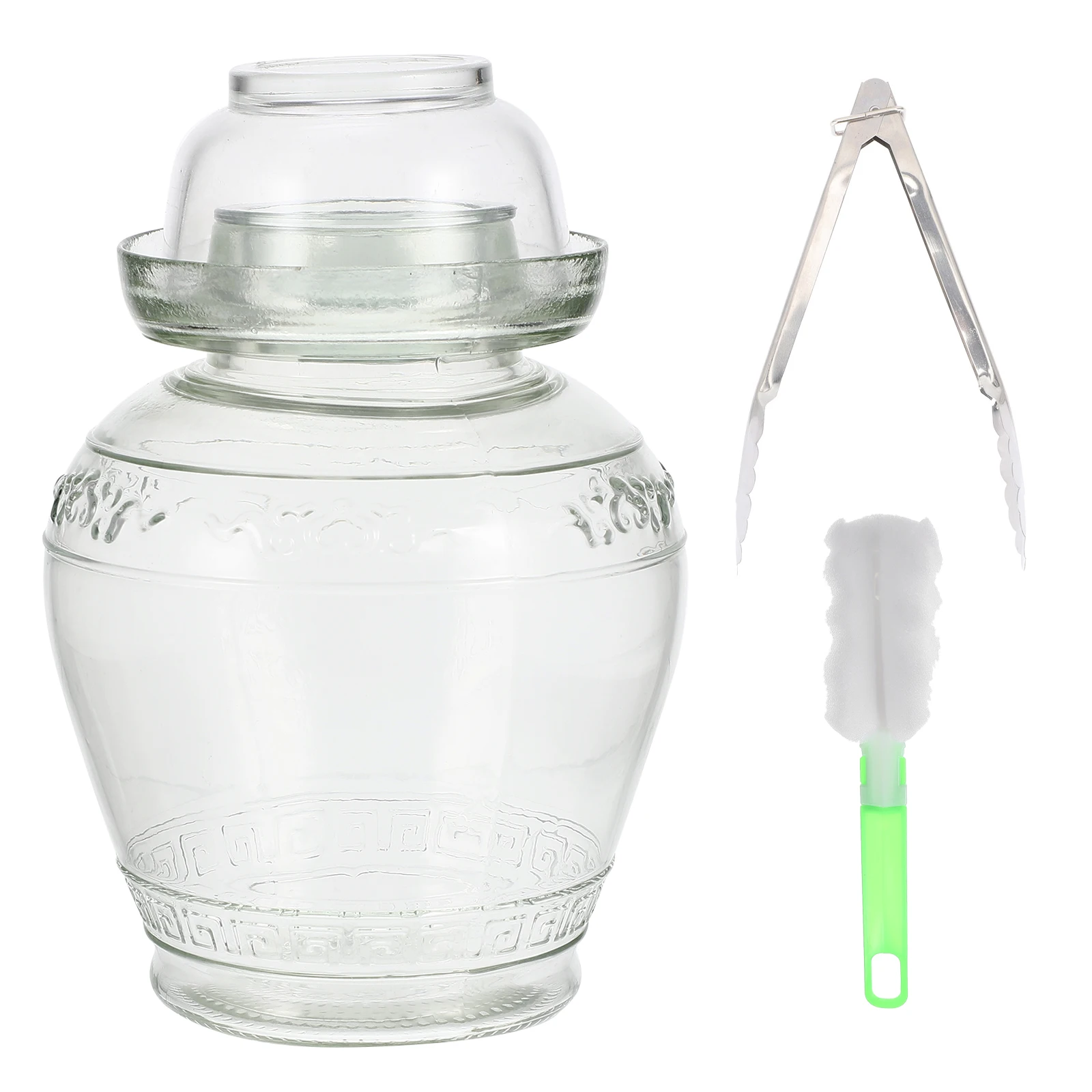 

1Set Glass Acid Cabbage Jar Transparent Airtight Pickle Container for Kitchen Storage Food-Grade Safe Sealing Vegetable