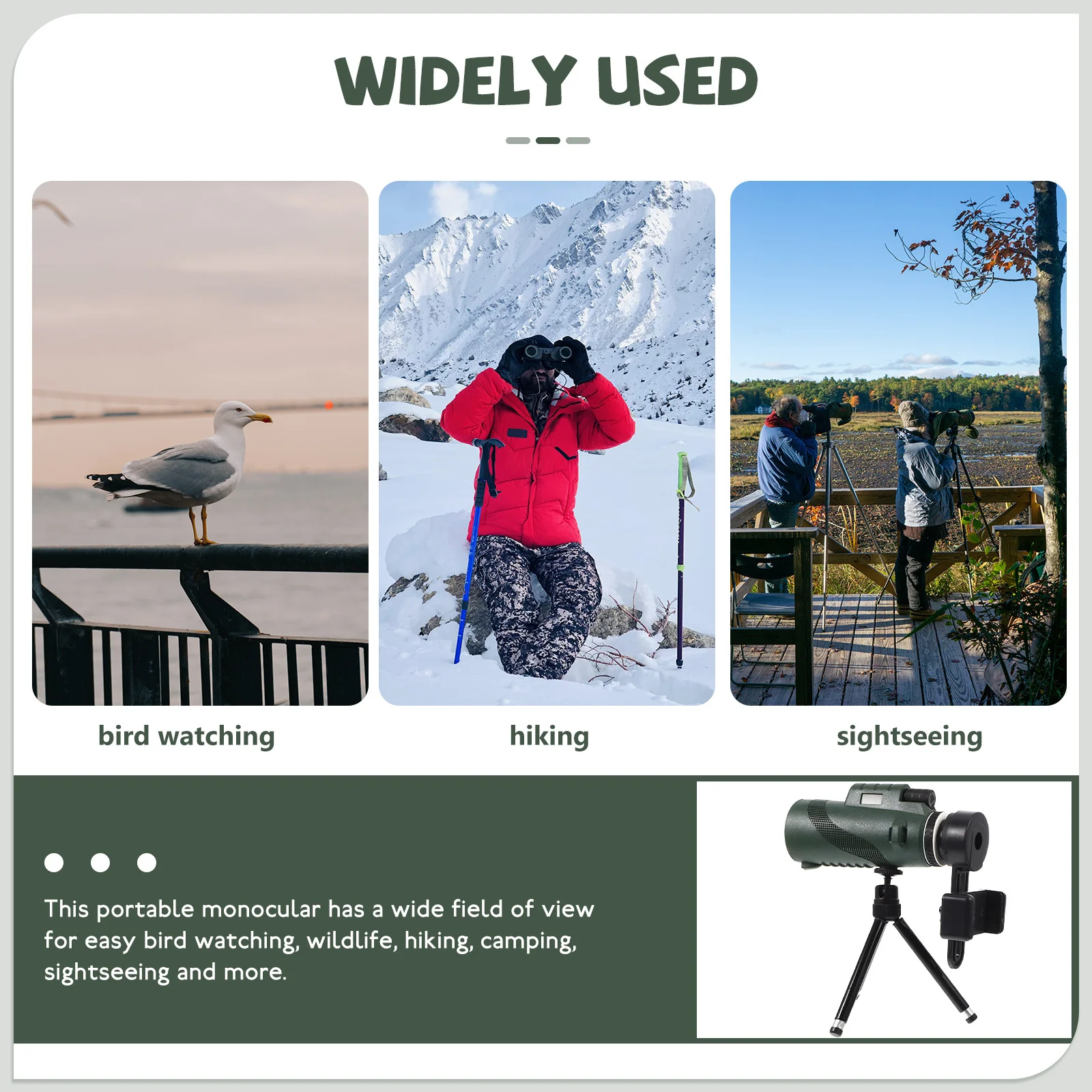 

12X50 High Power Monocular Telescope Waterproof Outdoor Birdwatching Hiking Camping Tripod Adapter Wide Angle Clear