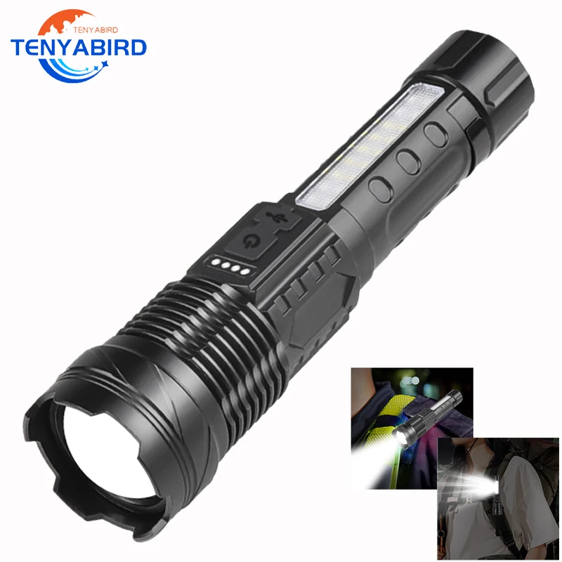 

High-power LED Flashlight with 30w led White wick Lamp Bead Super Bright Torch 8 Lighting Modes Zoomable Lantern 200000LM Lamp