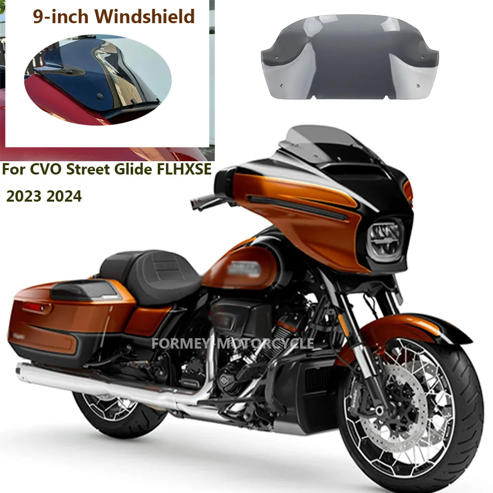 

NEW Motorcycle Accessories 9" Windshields Wind Deflector Smoky Windscreen 2023 2024 For Harley CVO Street Glide FLHXSE 2023 2024