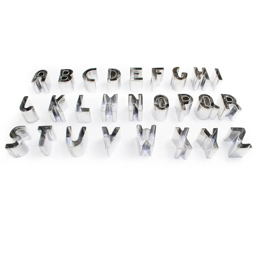 26 Piece Metal Alphabet Cookie Cutters Set Letter Molds for Fondant Cake Biscuit Baking Decorating
